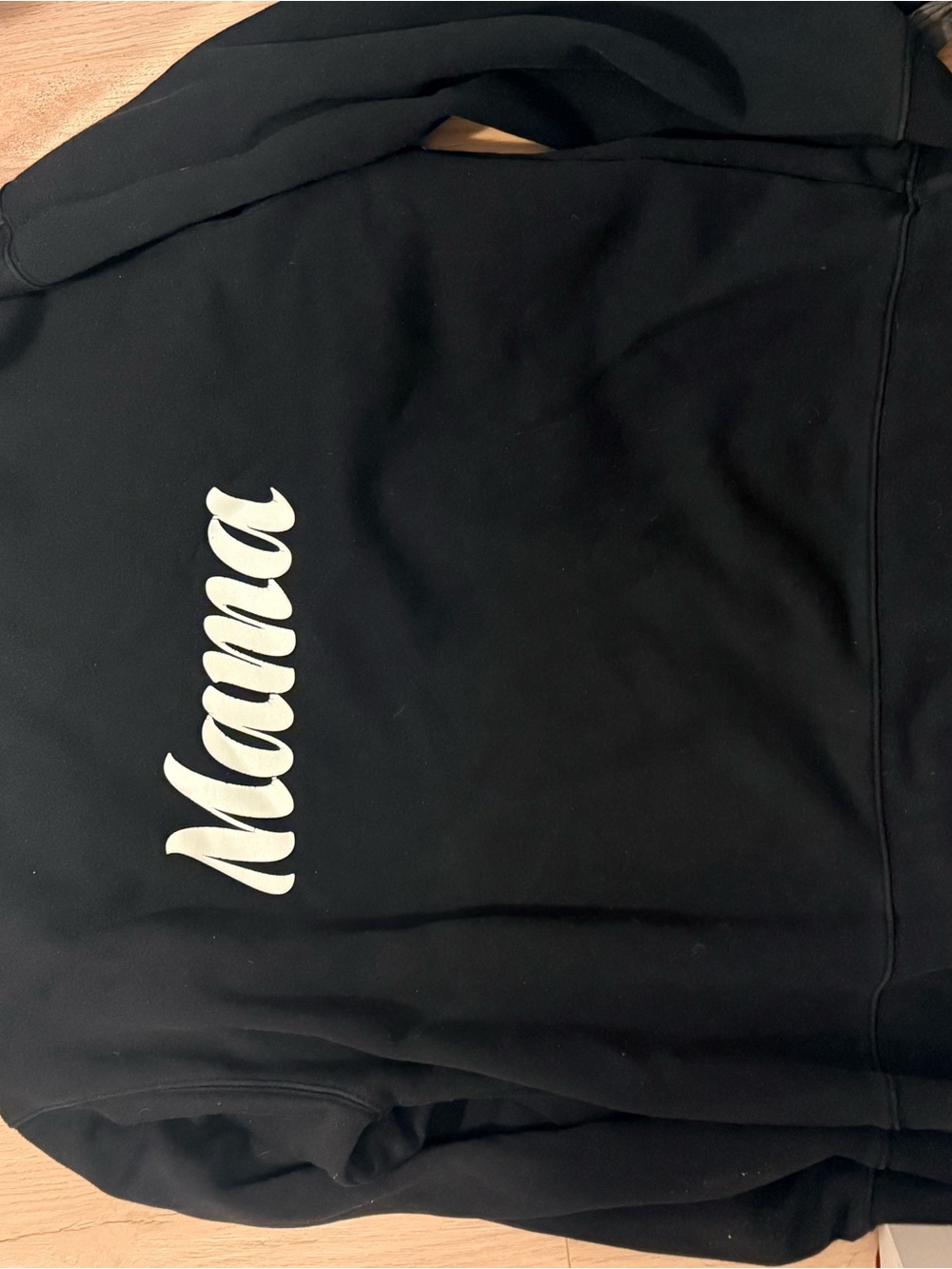 Brunette The Label Black Hoodie with White "Mama" Script